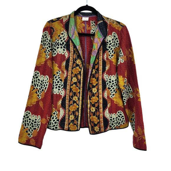 Camilla Costello Kantha Quilted Floral Bohemian Jacket Size Large - Picture 1 of 4